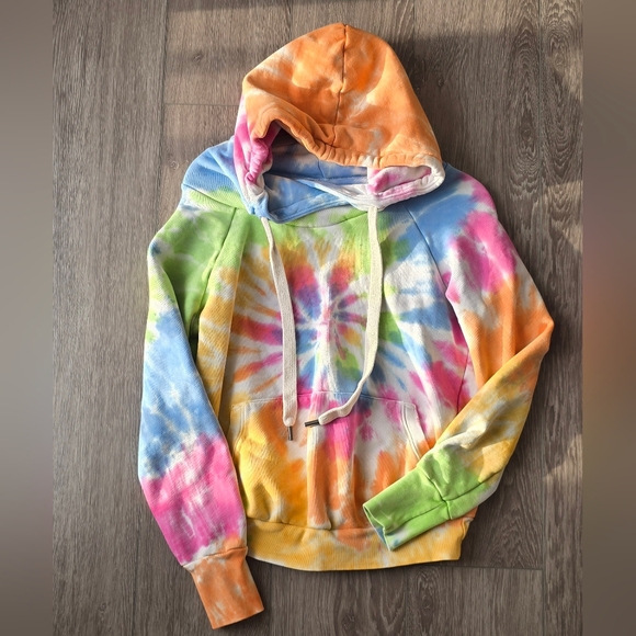 NSF Skittles Tie Dye Lisse Hoodie Women M Made In USA with Drawstrings - Picture 7 of 10